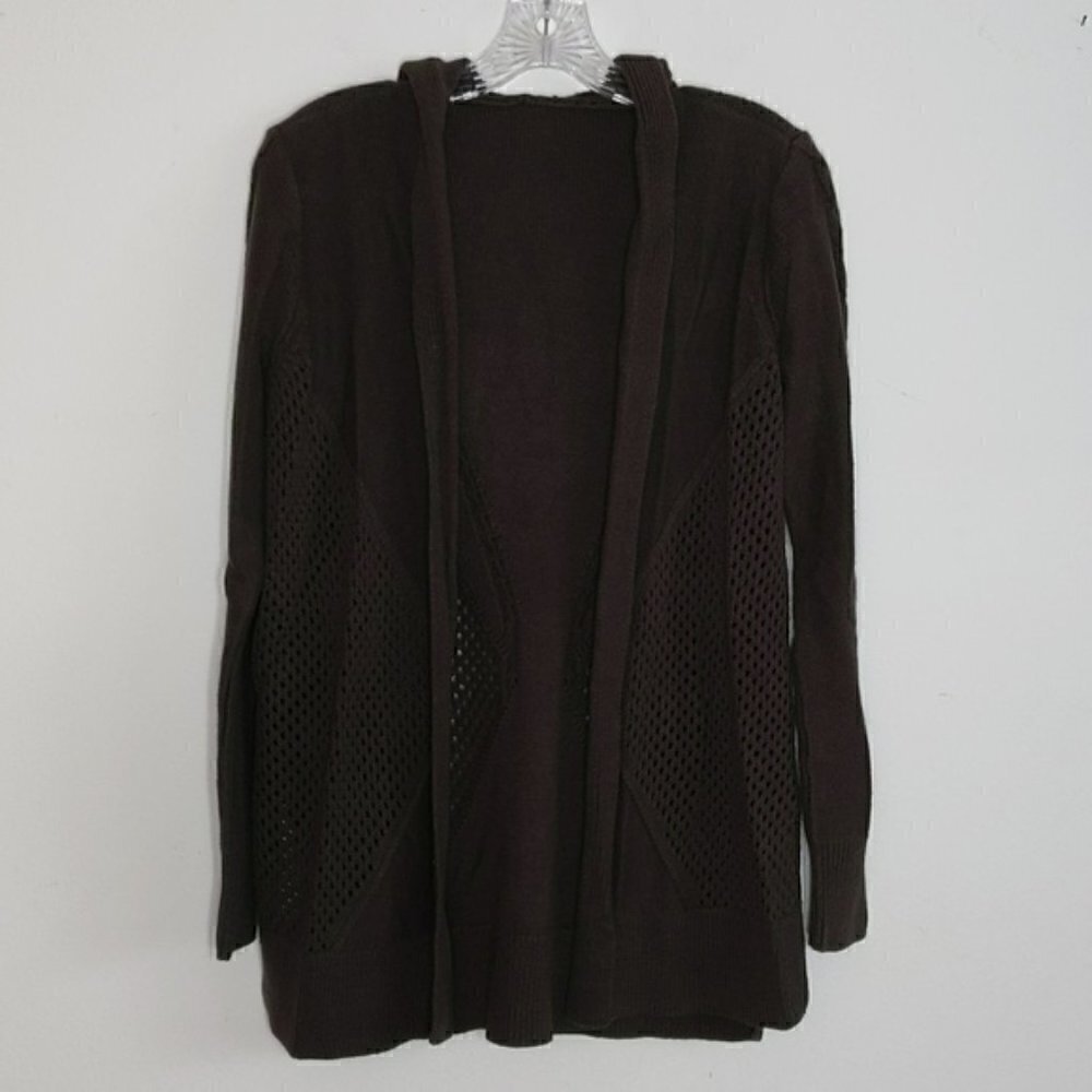 Olive Green Open Front Hooded Cardigan Sweater